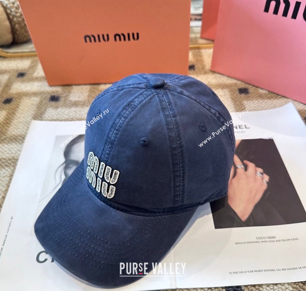 Miu Miu Canvas Baseball Hat Navy Blue 2026 MIU010522 (XMN-260105162)