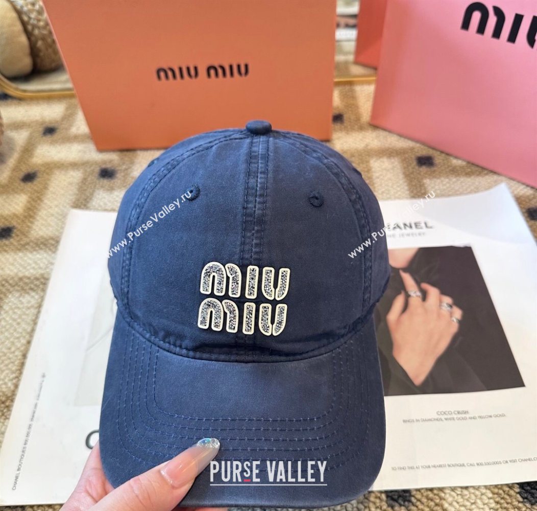 Miu Miu Canvas Baseball Hat Navy Blue 2026 MIU010522 (XMN-260105162)