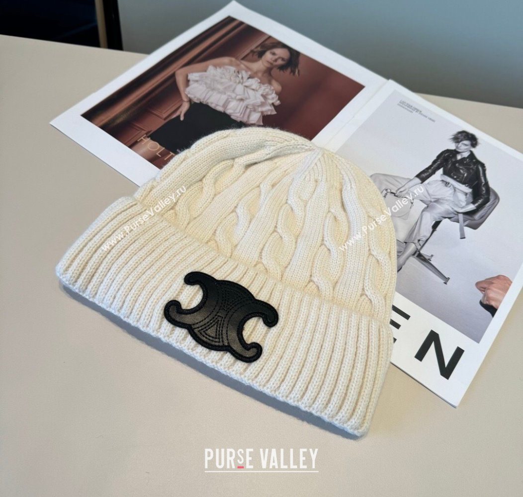 Celine Knit Hat Ivory 2026 CE010516 (XMN-260105100)