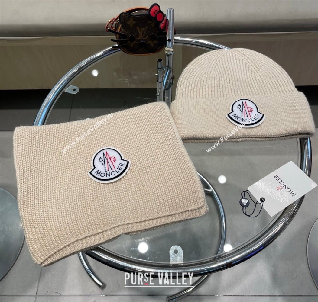 Moncler Knit Hat and Scarf Set Beige 2026 ML010514 (XMN-260105086)