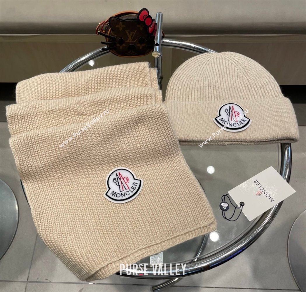 Moncler Knit Hat and Scarf Set Beige 2026 ML010514 (XMN-260105086)