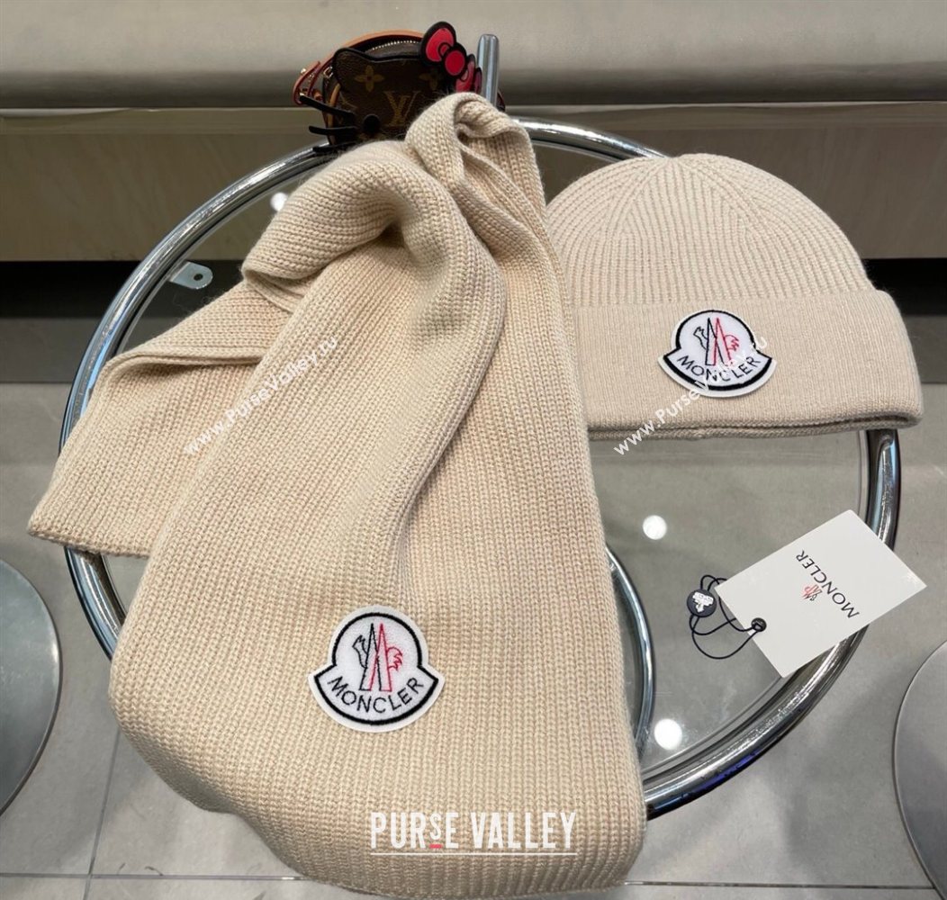 Moncler Knit Hat and Scarf Set Beige 2026 ML010514 (XMN-260105086)