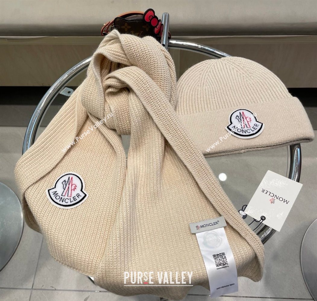 Moncler Knit Hat and Scarf Set Beige 2026 ML010514 (XMN-260105086)