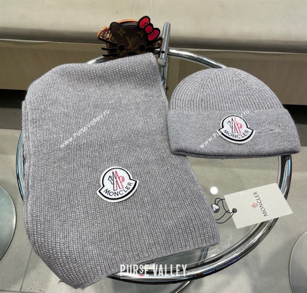 Moncler Knit Hat and Scarf Set Grey 2026 ML010514 (XMN-260105087)