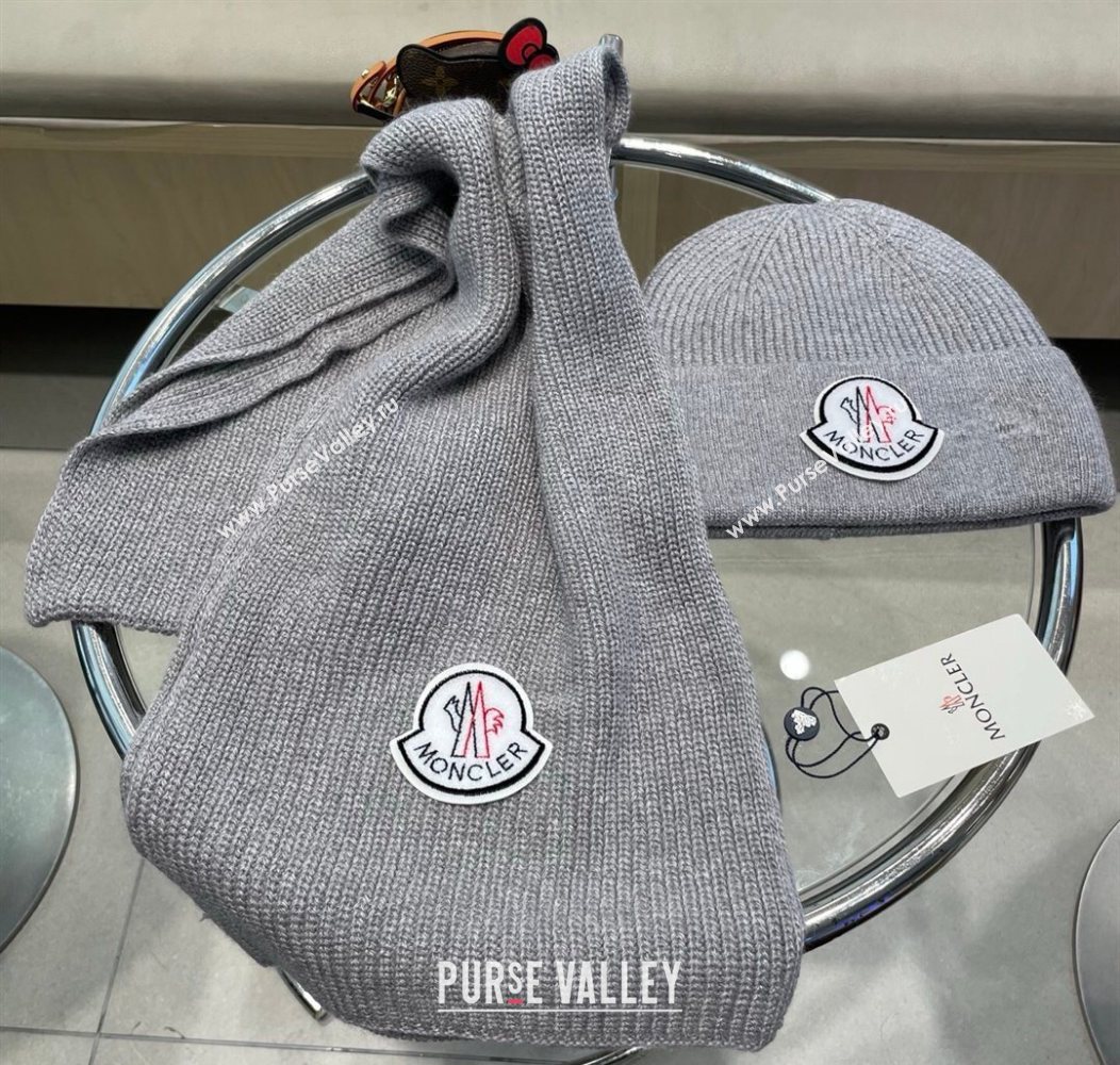 Moncler Knit Hat and Scarf Set Grey 2026 ML010514 (XMN-260105087)