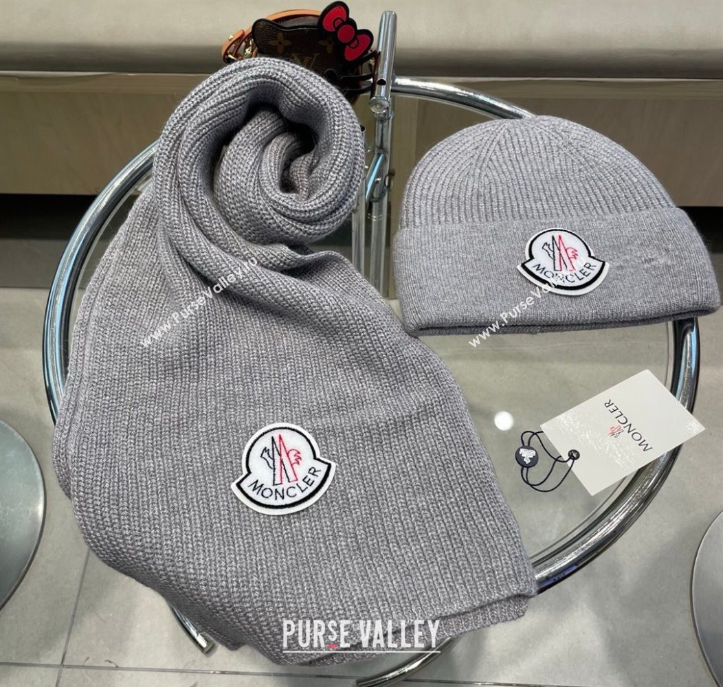 Moncler Knit Hat and Scarf Set Grey 2026 ML010514 (XMN-260105087)