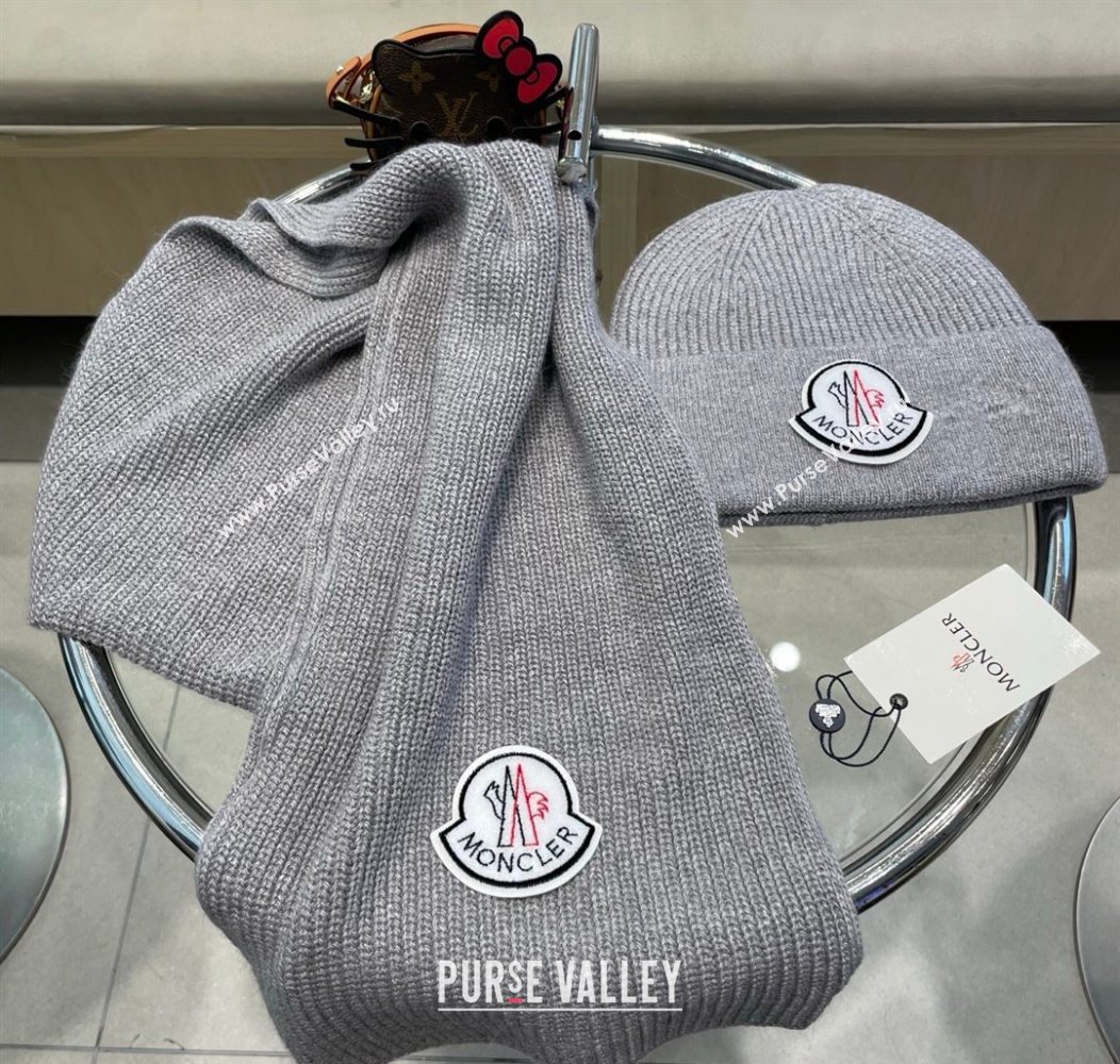 Moncler Knit Hat and Scarf Set Grey 2026 ML010514 (XMN-260105087)
