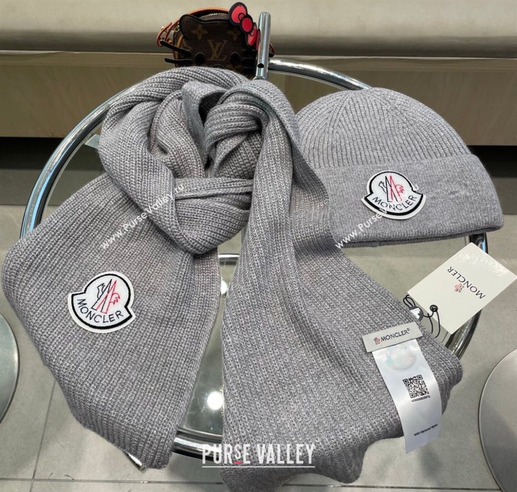 Moncler Knit Hat and Scarf Set Grey 2026 ML010514 (XMN-260105087)