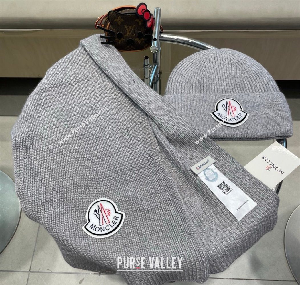 Moncler Knit Hat and Scarf Set Grey 2026 ML010514 (XMN-260105087)