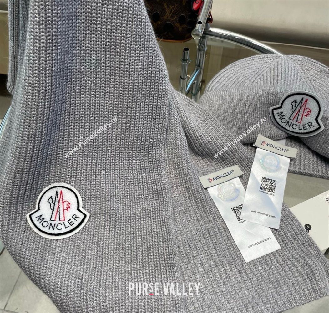 Moncler Knit Hat and Scarf Set Grey 2026 ML010514 (XMN-260105087)