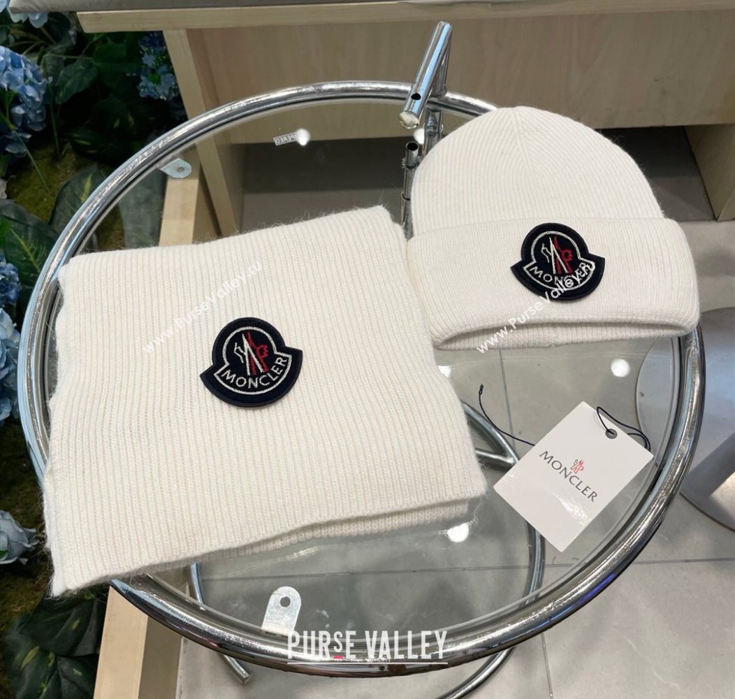Moncler Knit Hat and Scarf Set White 2026 ML010514 (XMN-260105090)