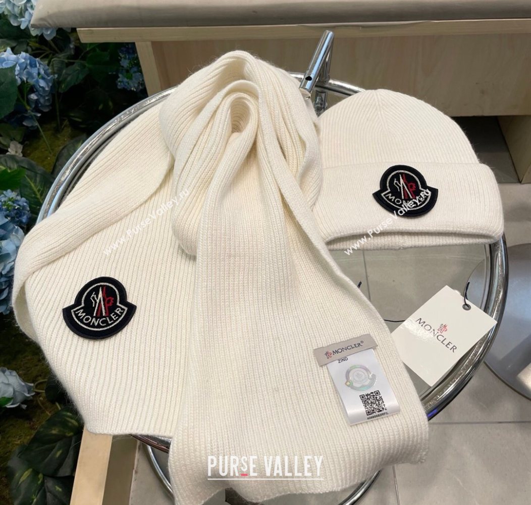 Moncler Knit Hat and Scarf Set White 2026 ML010514 (XMN-260105090)