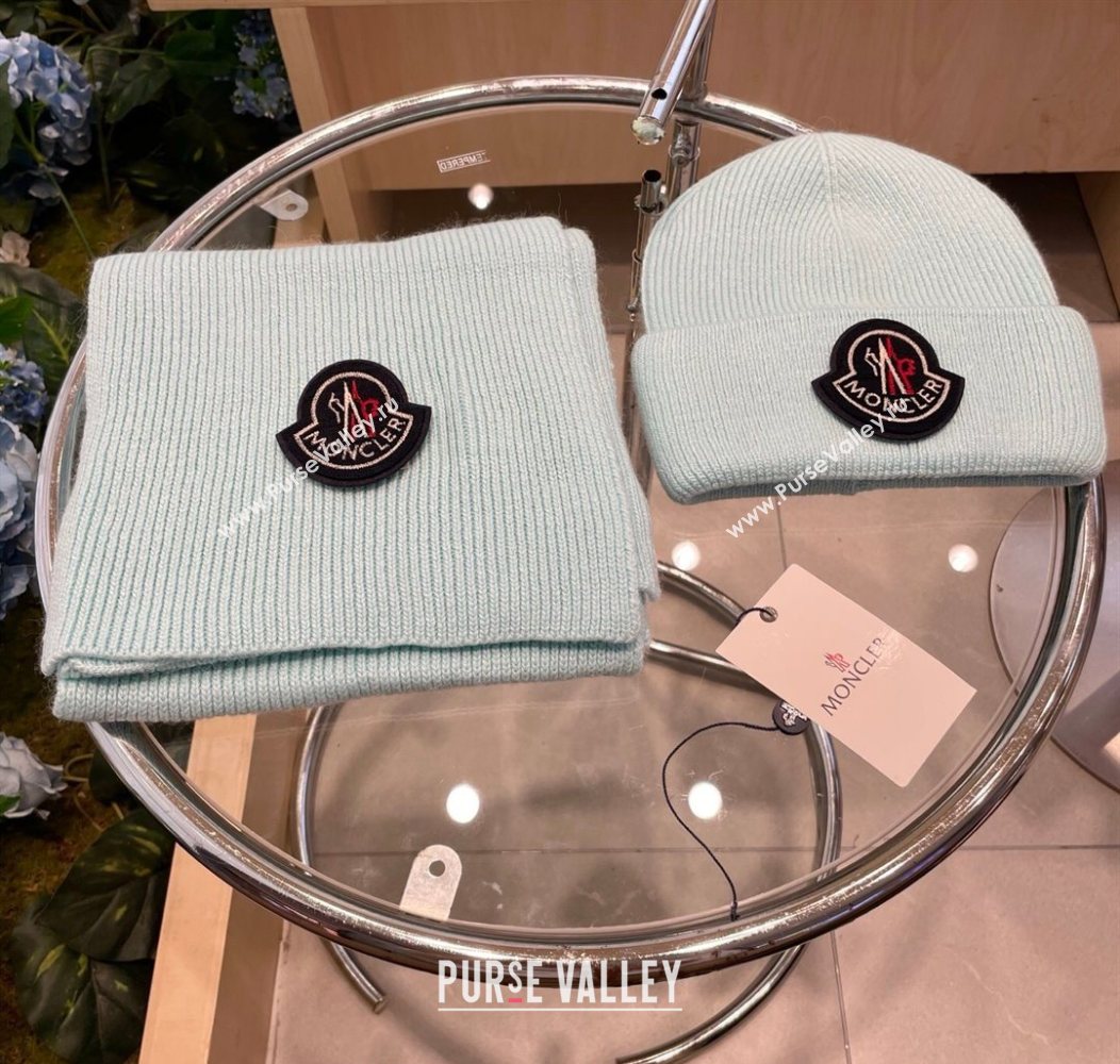 Moncler Knit Hat and Scarf Set Light Blue 2026 ML010514 (XMN-260105092)