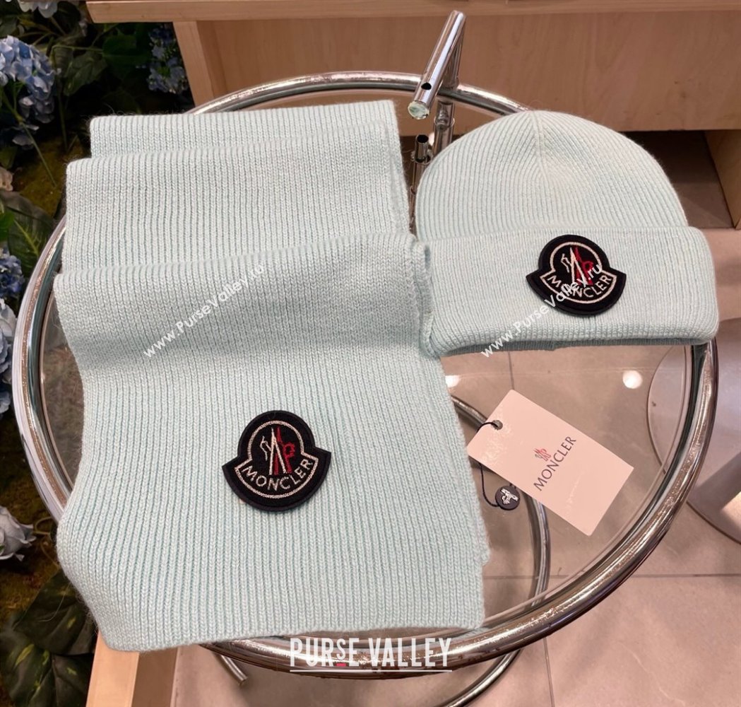 Moncler Knit Hat and Scarf Set Light Blue 2026 ML010514 (XMN-260105092)