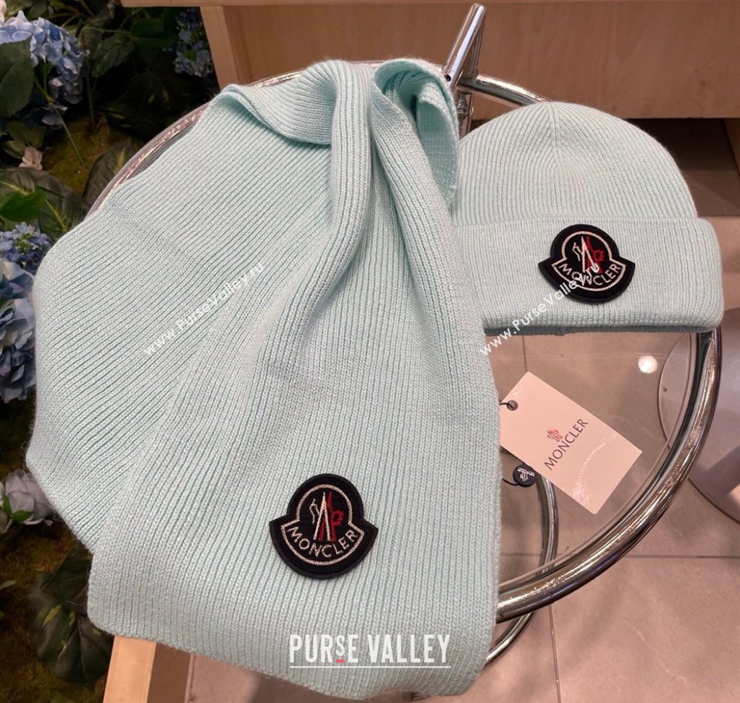 Moncler Knit Hat and Scarf Set Light Blue 2026 ML010514 (XMN-260105092)