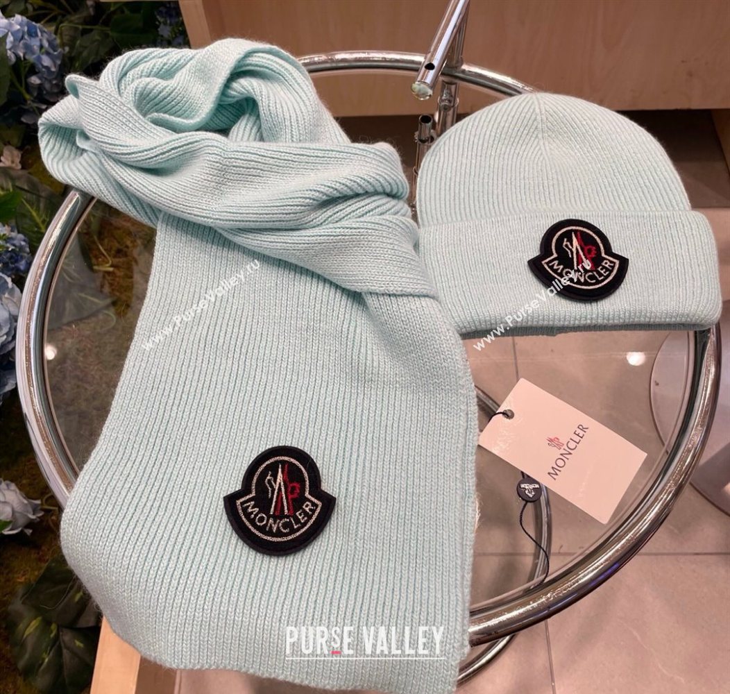 Moncler Knit Hat and Scarf Set Light Blue 2026 ML010514 (XMN-260105092)