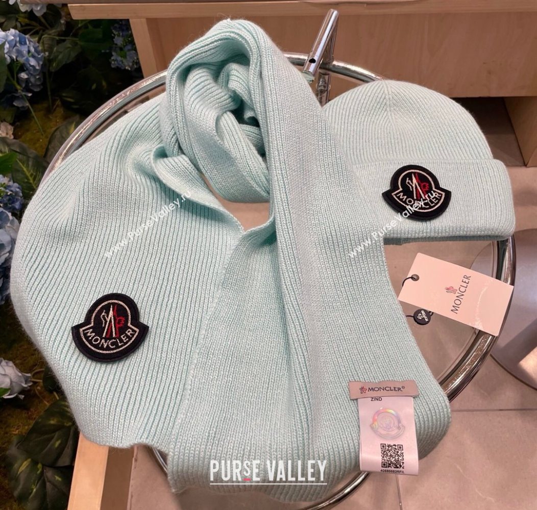 Moncler Knit Hat and Scarf Set Light Blue 2026 ML010514 (XMN-260105092)