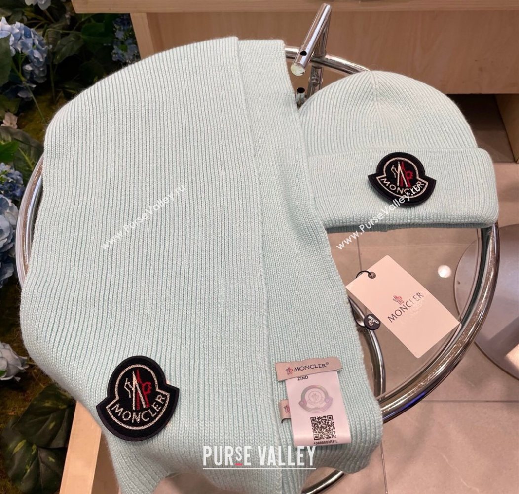 Moncler Knit Hat and Scarf Set Light Blue 2026 ML010514 (XMN-260105092)