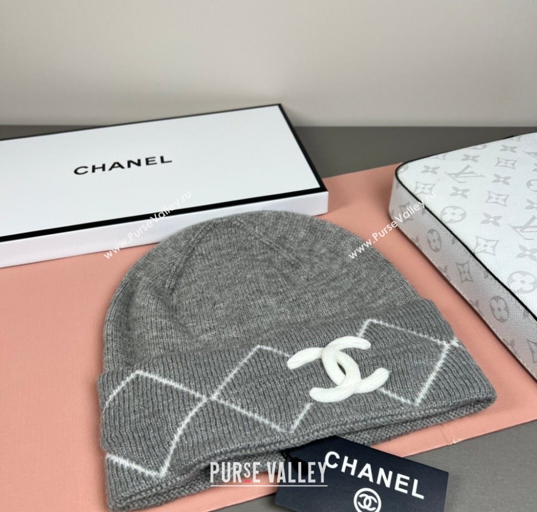 Chanel Quilted Knit Hat Grey 2026 CH010511 (SHI-260105065)
