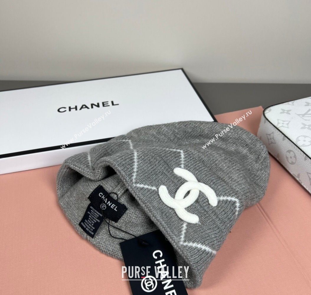 Chanel Quilted Knit Hat Grey 2026 CH010511 (SHI-260105065)