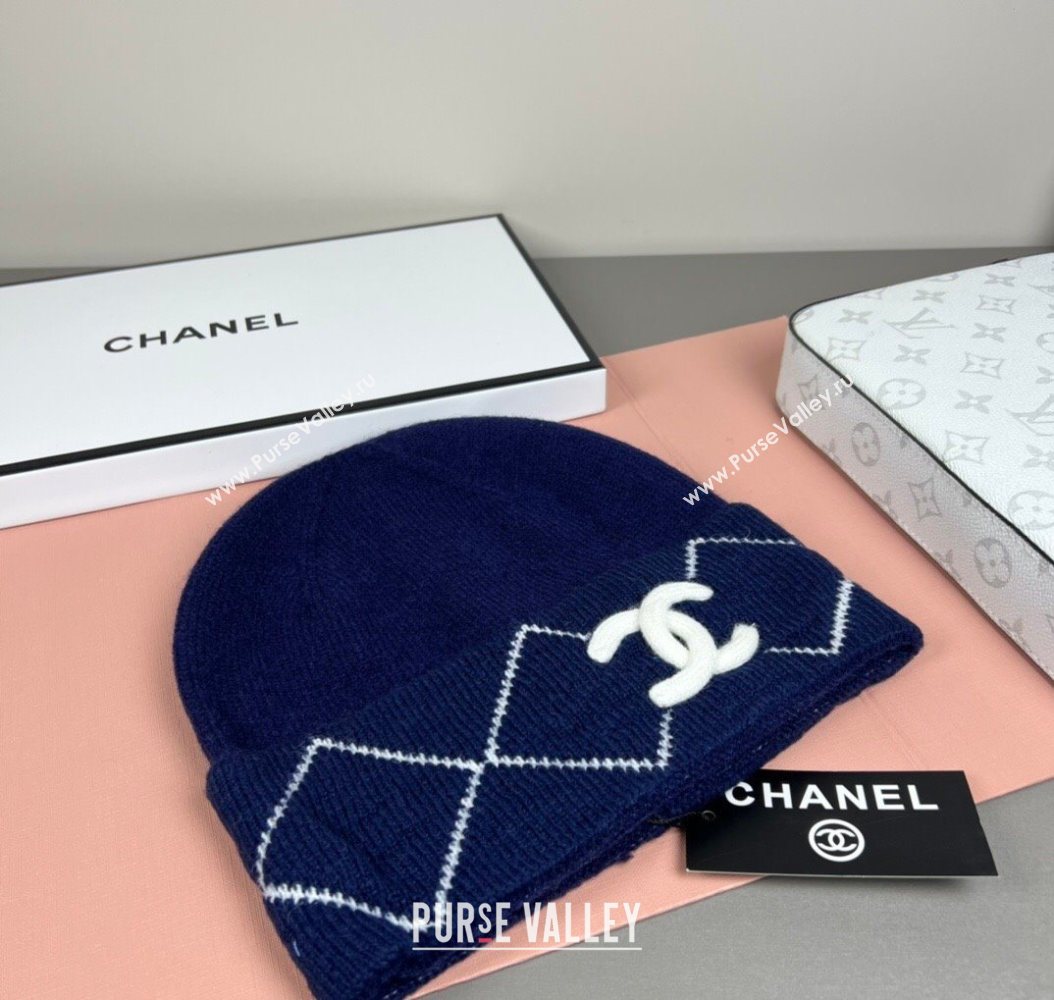 Chanel Quilted Knit Hat Dark Blue 2026 CH010511 (SHI-260105067)