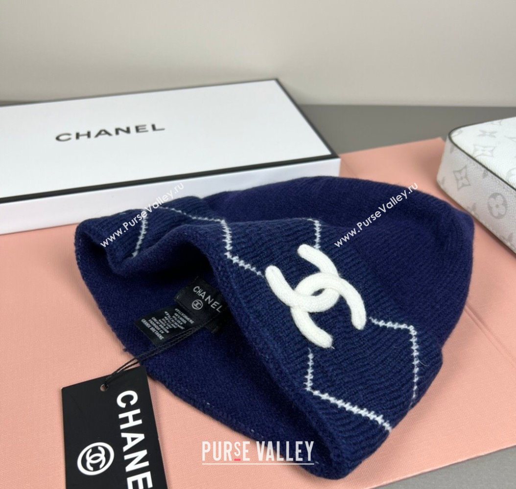 Chanel Quilted Knit Hat Dark Blue 2026 CH010511 (SHI-260105067)