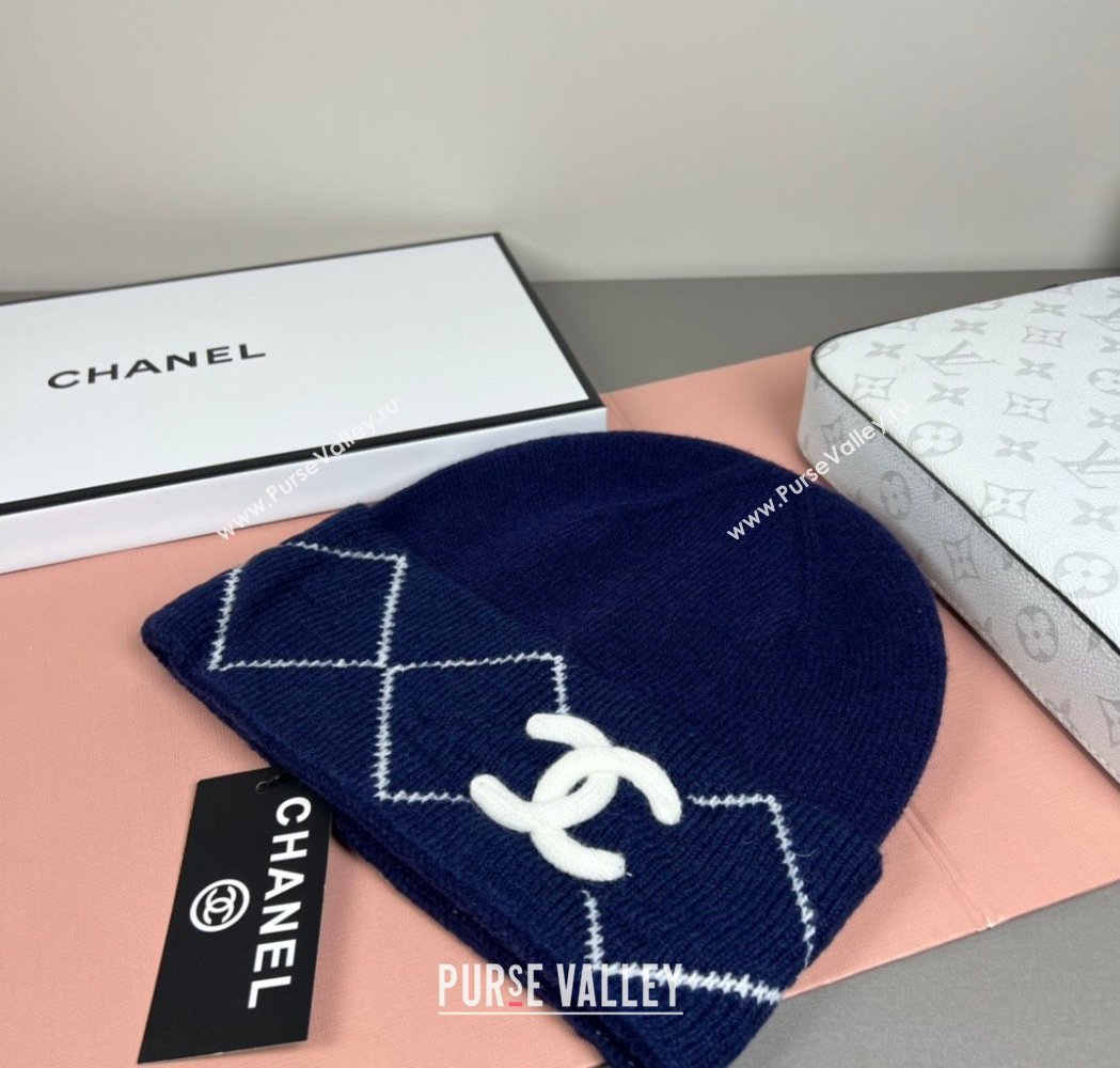 Chanel Quilted Knit Hat Dark Blue 2026 CH010511 (SHI-260105067)