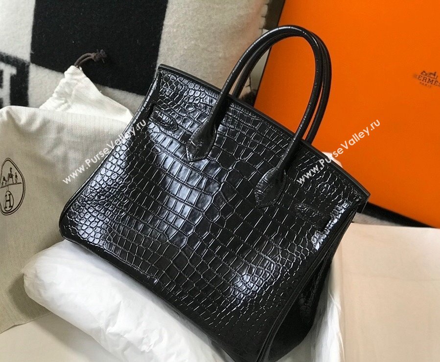 Hermes Birkin 30cm Bag in Crocodile Embossed Calf Leather Black/Gold 2021 (FL-21112967)