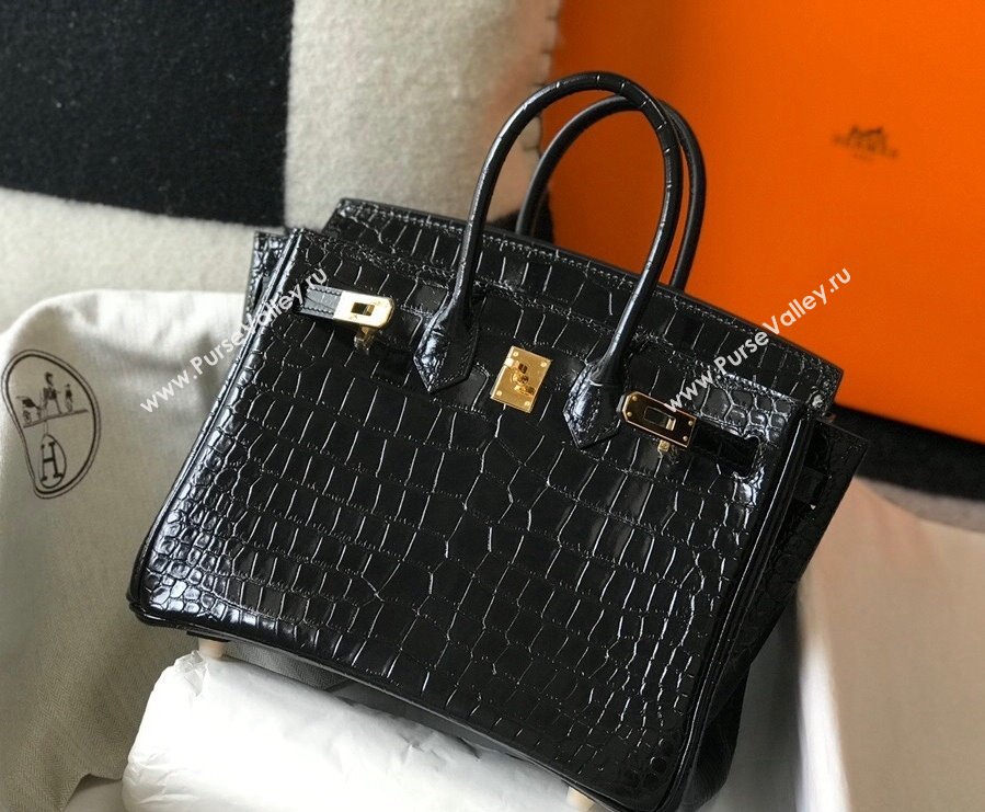 Hermes Birkin 25cm Bag in Crocodile Embossed Calf Leather Emerald Green/Gold 2021 (FL-21112968)