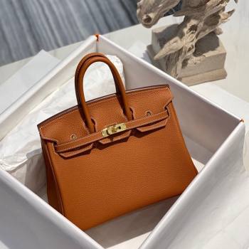 Hermes Birkin 25cm Bag in Togo Calfskin Brown/Gold 2022 (FL-22031549)