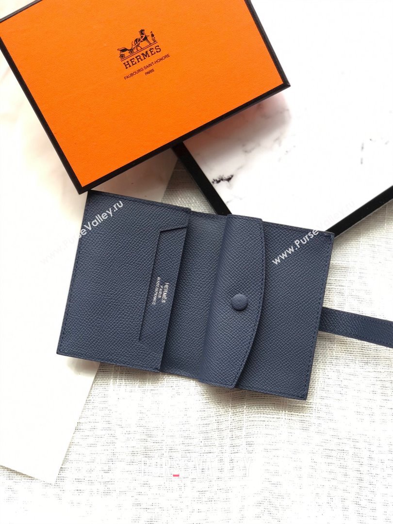 Hermes Bearn Card Holder Wallet in Epsom Leather Stone Blue 2023 1114 (jimmy-231114014)