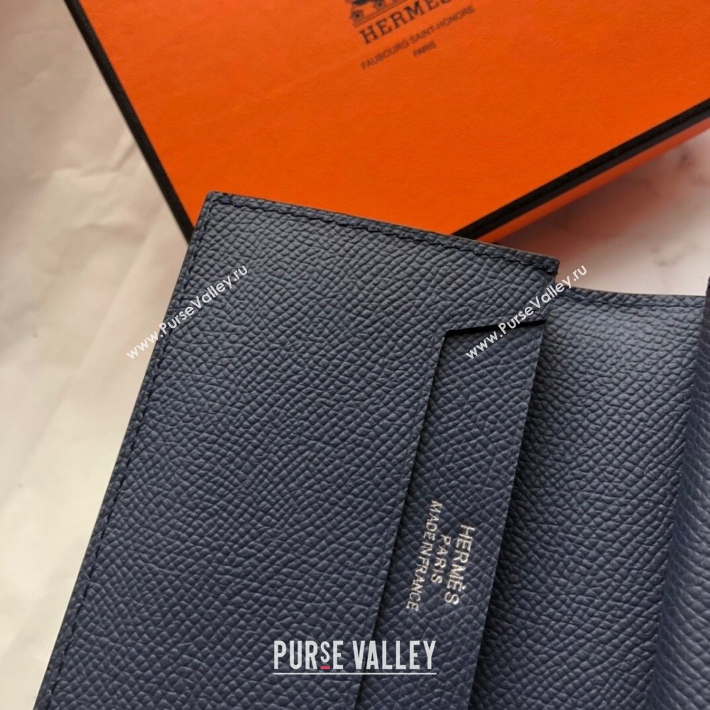 Hermes Bearn Card Holder Wallet in Epsom Leather Stone Blue 2023 1114 (jimmy-231114014)