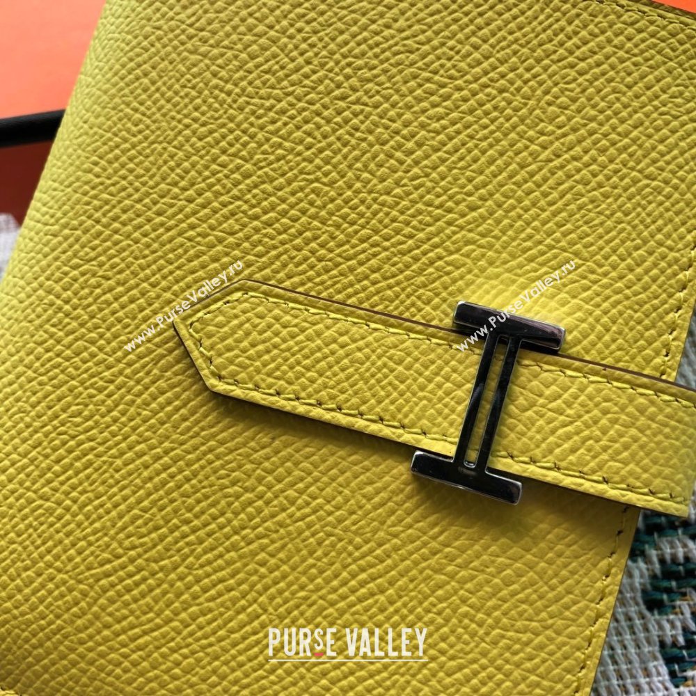 Hermes Bearn Short Wallet in Epsom Leather Lemon Yellow 2023 1114 (jimmy-231114020)