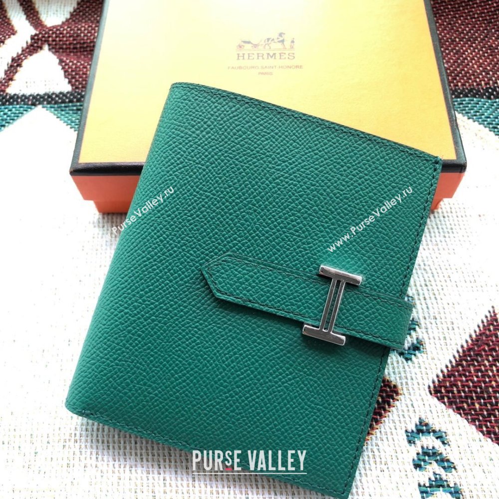 Hermes Bearn Short Wallet in Epsom Leather Peacock Green 2023 1114 (jimmy-231114023)