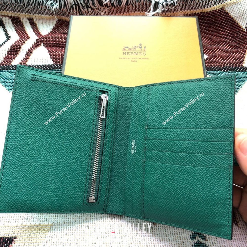 Hermes Bearn Short Wallet in Epsom Leather Peacock Green 2023 1114 (jimmy-231114023)