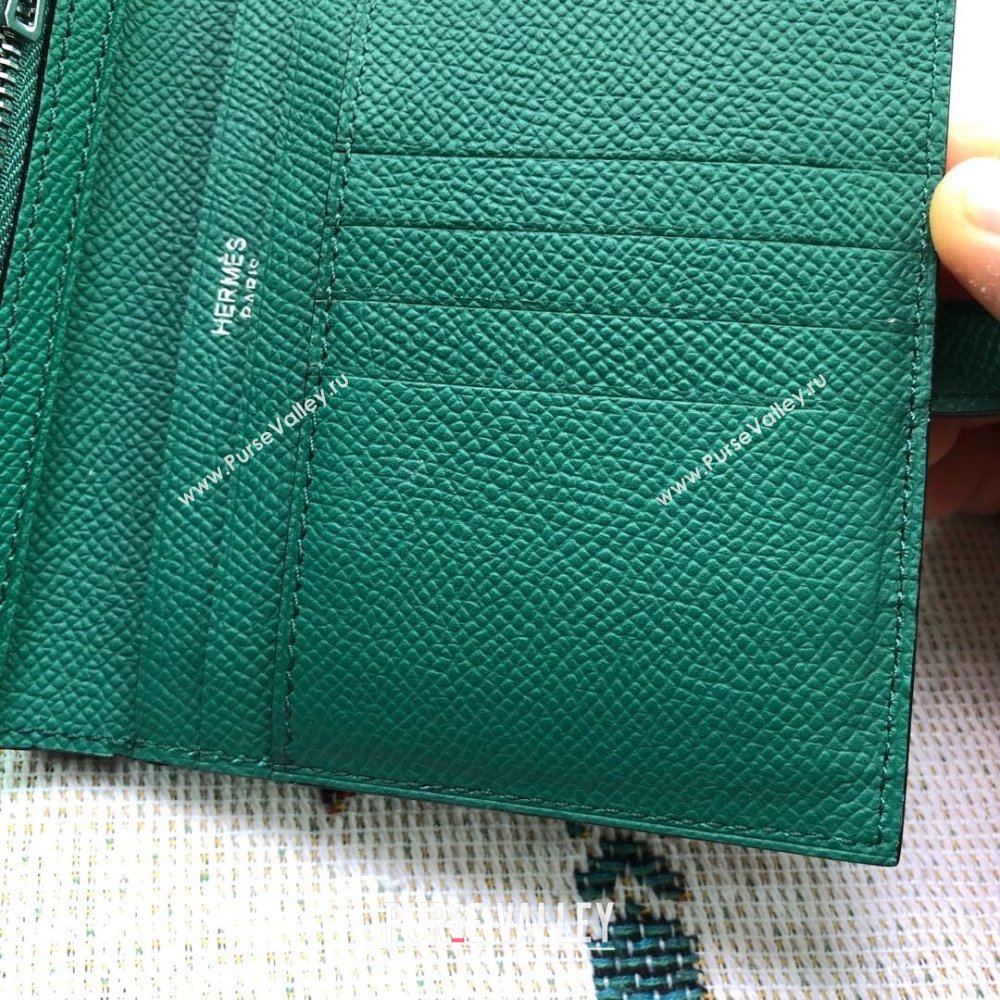 Hermes Bearn Short Wallet in Epsom Leather Peacock Green 2023 1114 (jimmy-231114023)