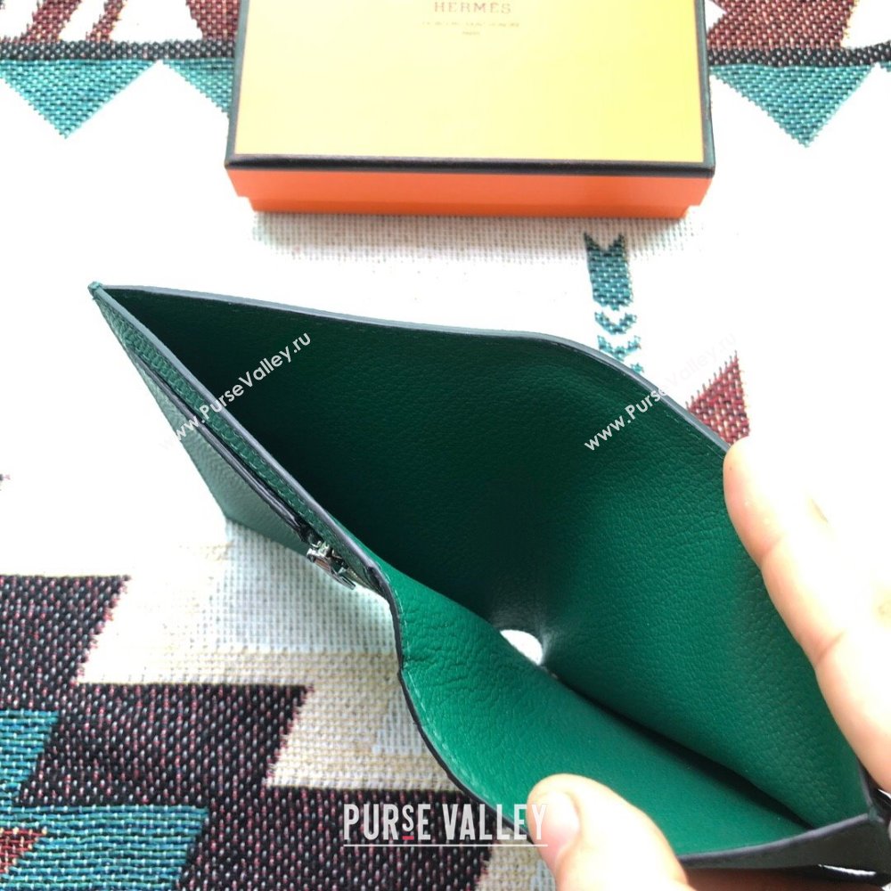 Hermes Bearn Short Wallet in Epsom Leather Peacock Green 2023 1114 (jimmy-231114023)