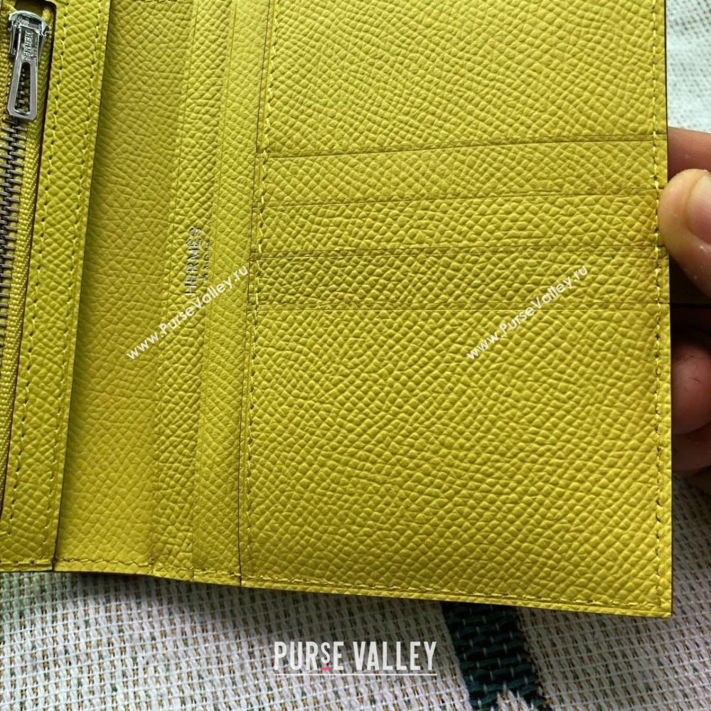 Hermes Bearn Short Wallet in Epsom Leather Lemon Yellow 2023 1114 (jimmy-231114020)