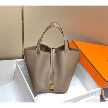 Hermes Picotin Lock Bag 22cm in Togo Calfskin Elephant Grey 2023 11287 (FL-231128043)