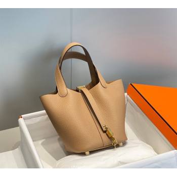 Hermes Picotin Lock Bag 18cm in Togo Calfskin Milky Tea Brown 2023 11287 (FL-231128052)