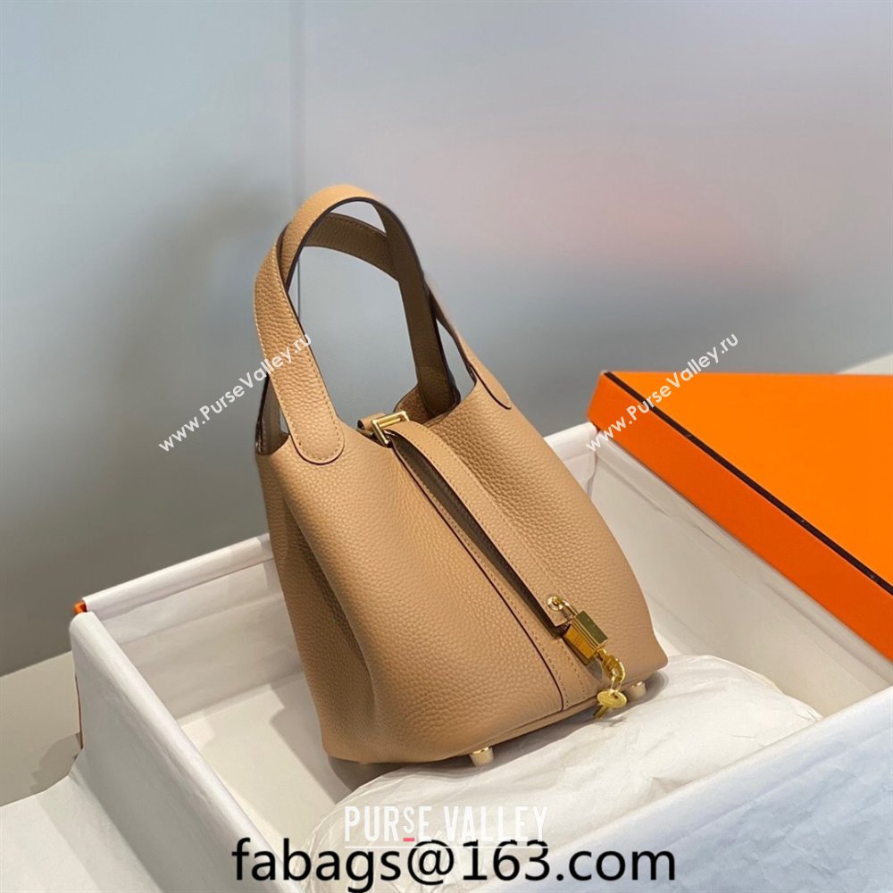 Hermes Picotin Lock Bag 18cm in Togo Calfskin Milky Tea Brown 2023 11287 (FL-231128052)