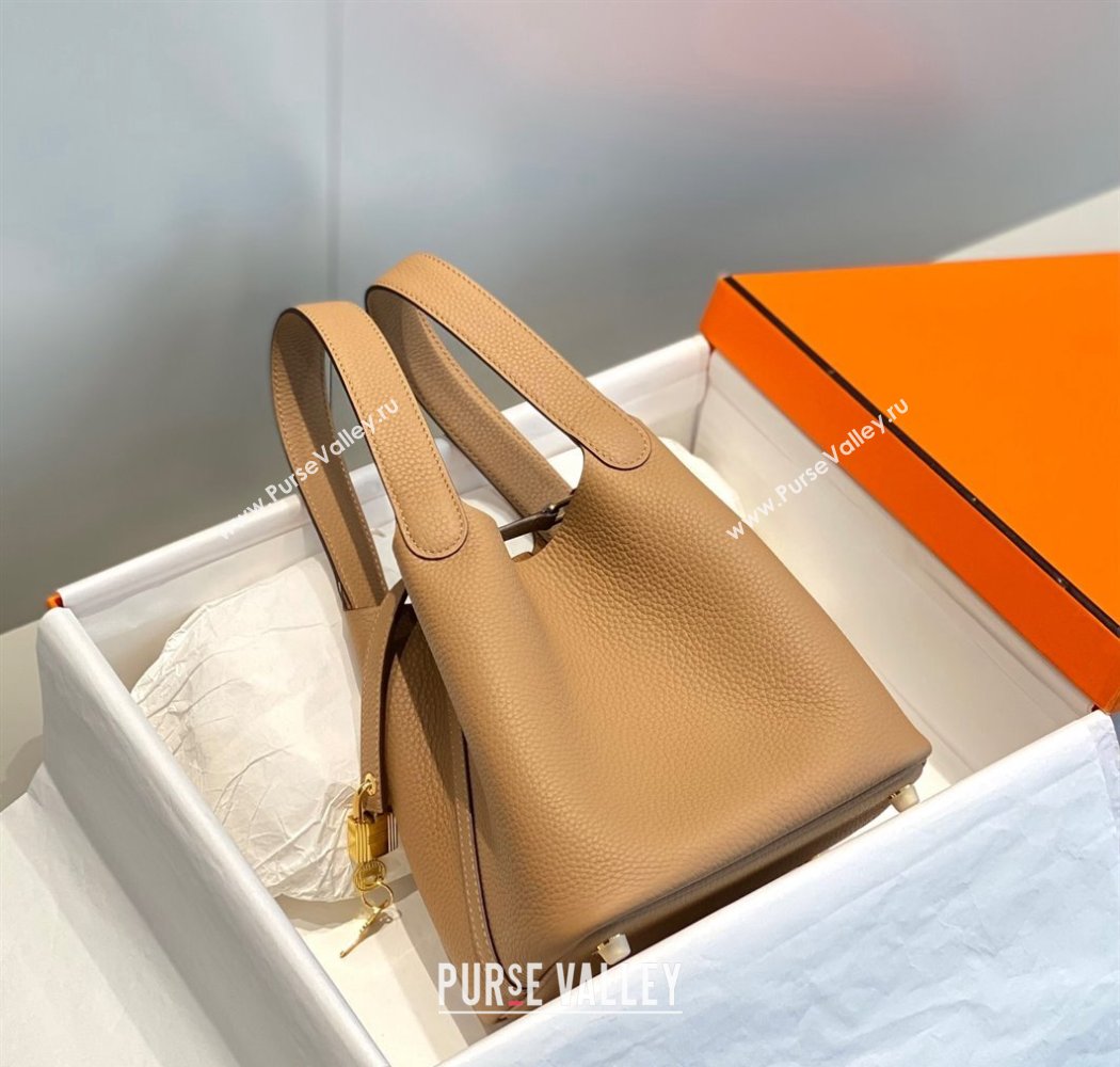 Hermes Picotin Lock Bag 18cm in Togo Calfskin Milky Tea Brown 2023 11287 (FL-231128052)