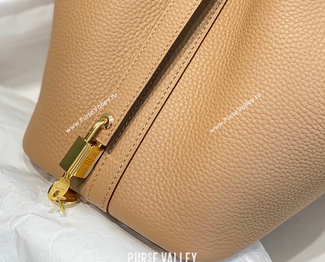 Hermes Picotin Lock Bag 18cm in Togo Calfskin Milky Tea Brown 2023 11287 (FL-231128052)