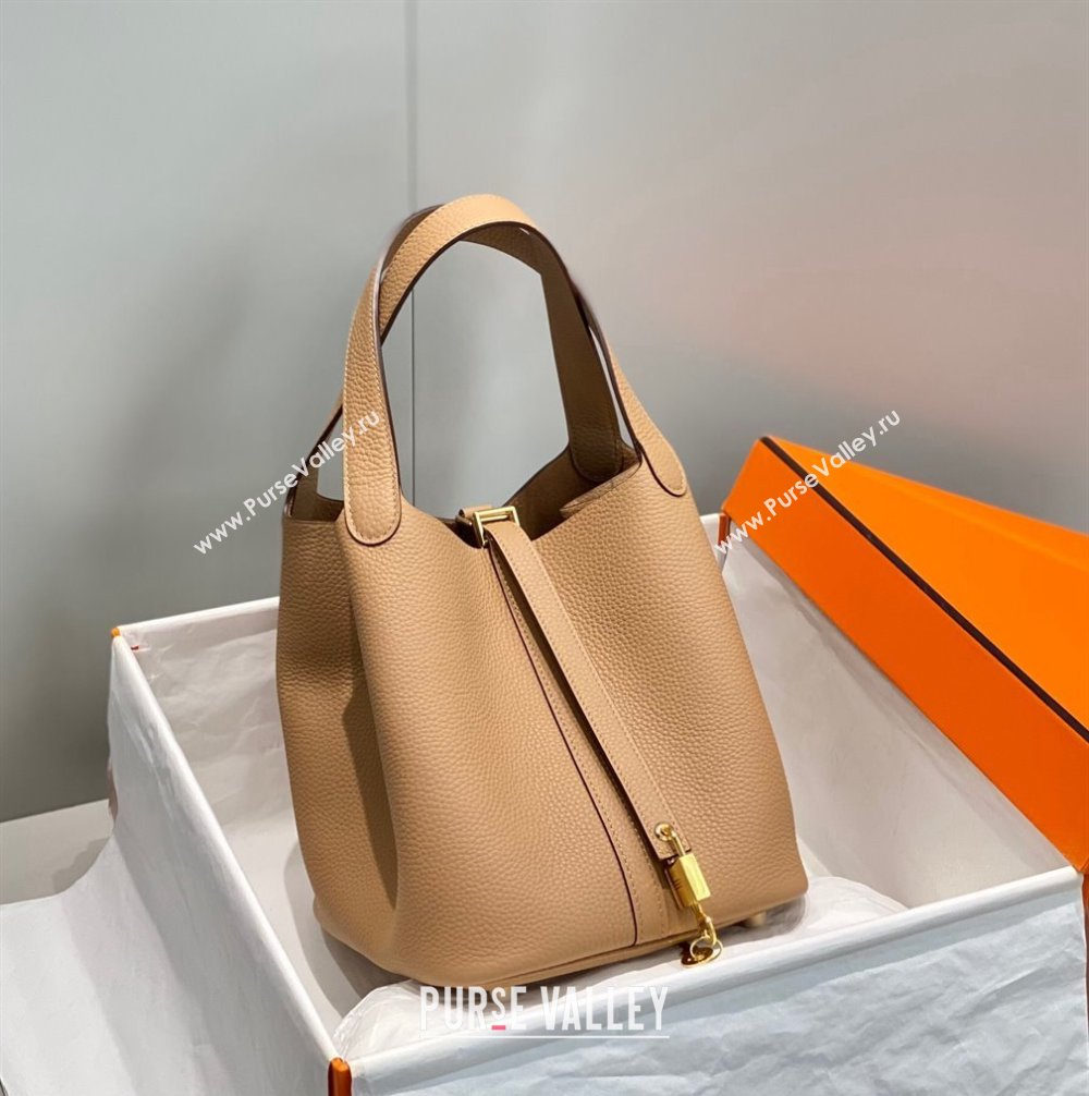 Hermes Picotin Lock Bag 22cm in Togo Calfskin Milky Tea Brown 2023 11287 (FL-231128053)