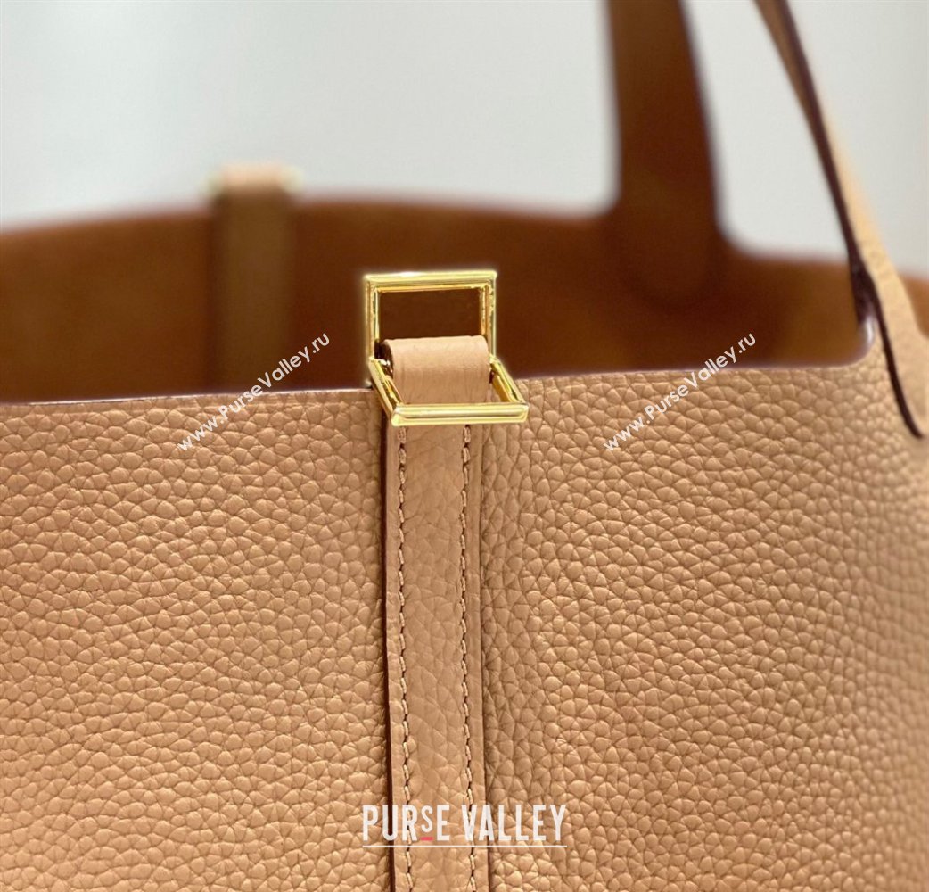 Hermes Picotin Lock Bag 22cm in Togo Calfskin Milky Tea Brown 2023 11287 (FL-231128053)