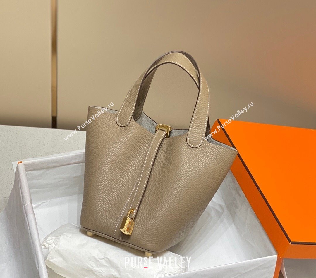 Hermes Picotin Lock Bag 18cm/22cm in Togo Calfskin Dove Grey 2023 11287 (FL-231128057)