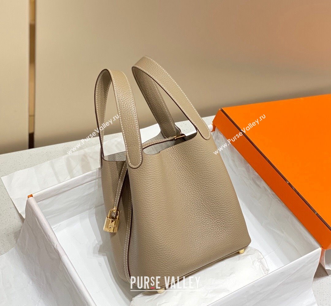 Hermes Picotin Lock Bag 18cm/22cm in Togo Calfskin Dove Grey 2023 11287 (FL-231128057)