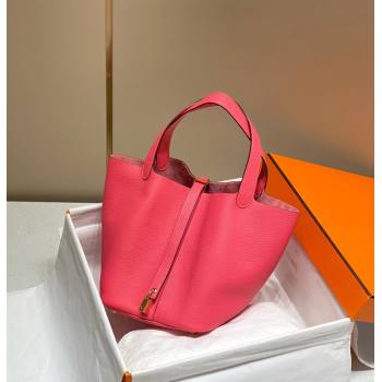 Hermes Picotin Lock Bag 18cm/22cm in Togo Calfskin Rose Lipstick Pink 2023 11287 (FL-231128058)