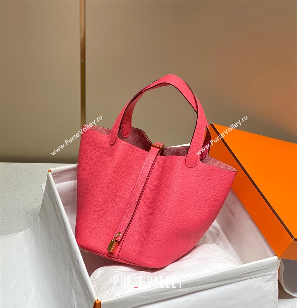 Hermes Picotin Lock Bag 18cm/22cm in Togo Calfskin Rose Lipstick Pink 2023 11287 (FL-231128058)