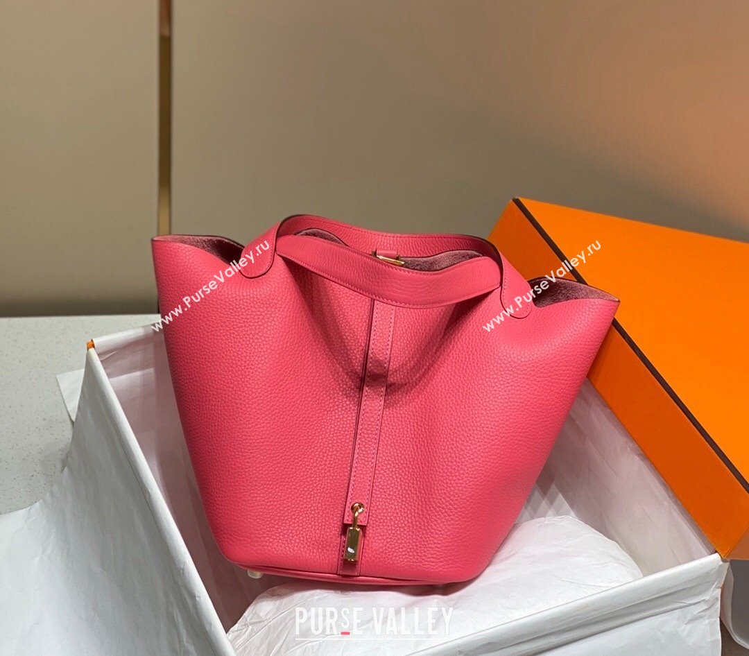 Hermes Picotin Lock Bag 18cm/22cm in Togo Calfskin Rose Lipstick Pink 2023 11287 (FL-231128058)